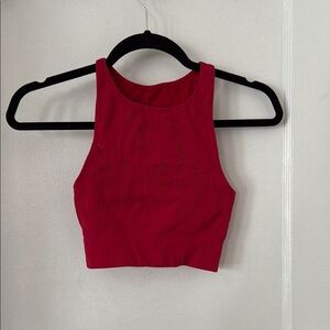 Fabletics Red Fitted Crop Tank Top